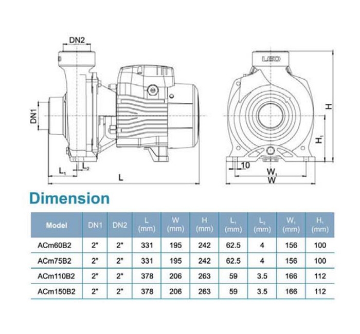 پمپ بشقابی لئو دو اینچ دو اسب مدل ACM 150B2